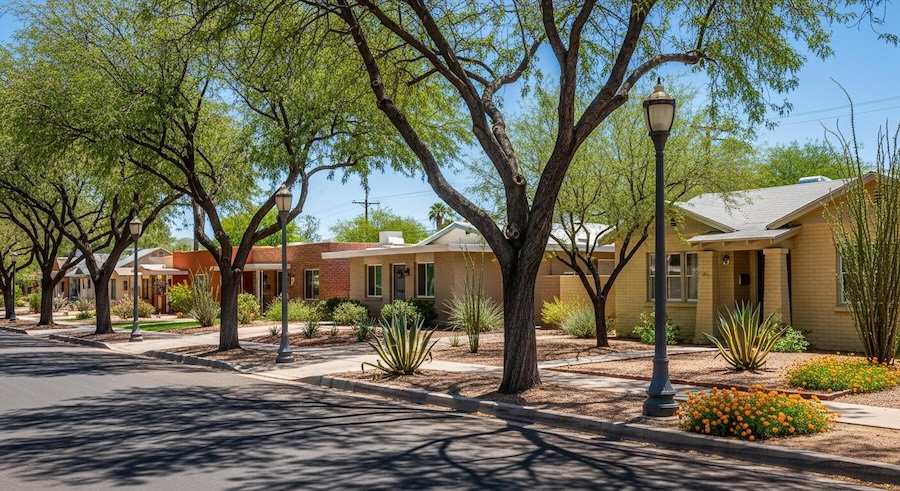 Maple and Ash Neighborhood Landscape and Trees in Tempe, Arizona